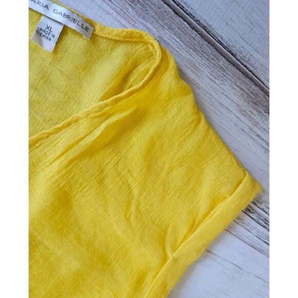 Maria Gabrielle Yellow Cross Hatch Knit Blouse sz XL - Picture 2 of 4
